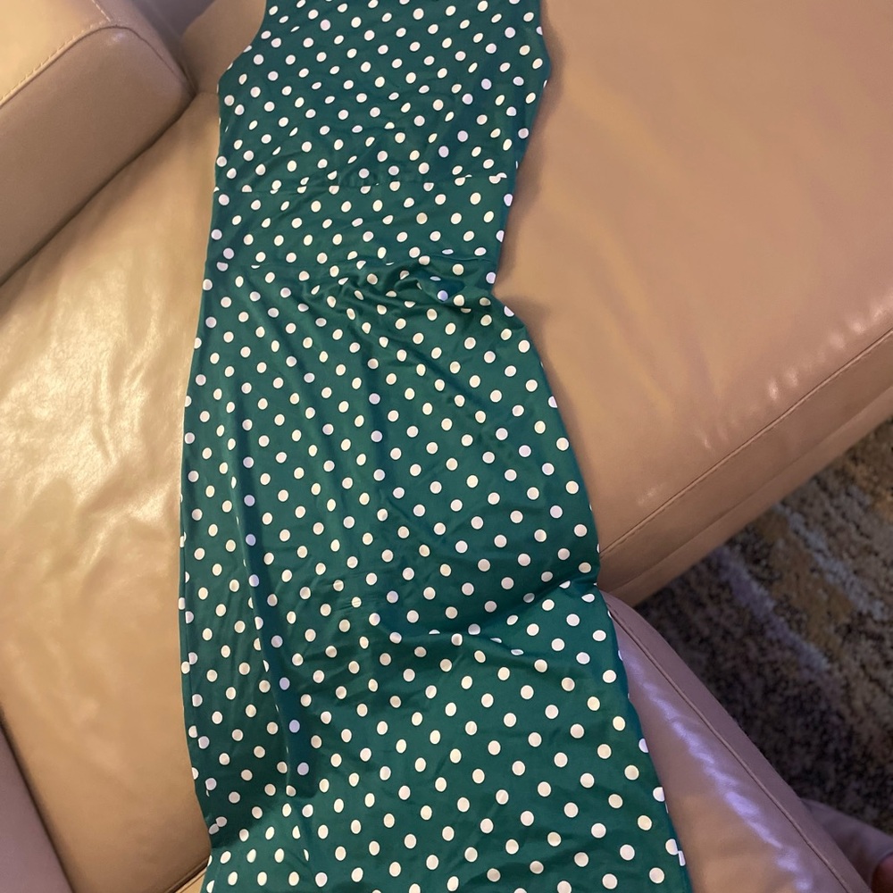 Green polka-dot Argentine tango dress (xxs-xs)